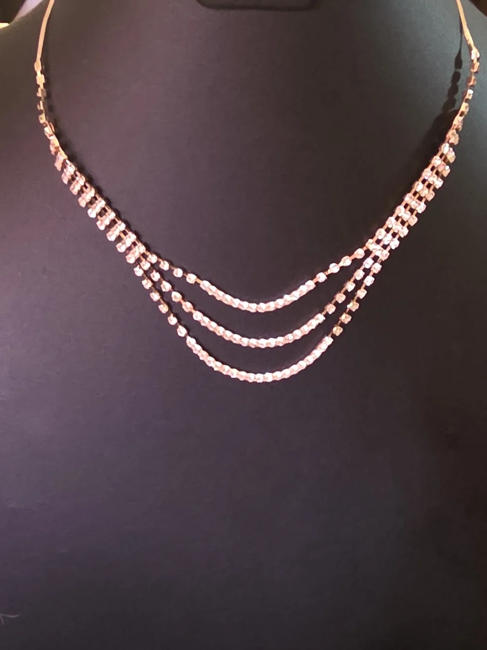 Crystal-Accent Rose Gold Necklace and Bracelet Set